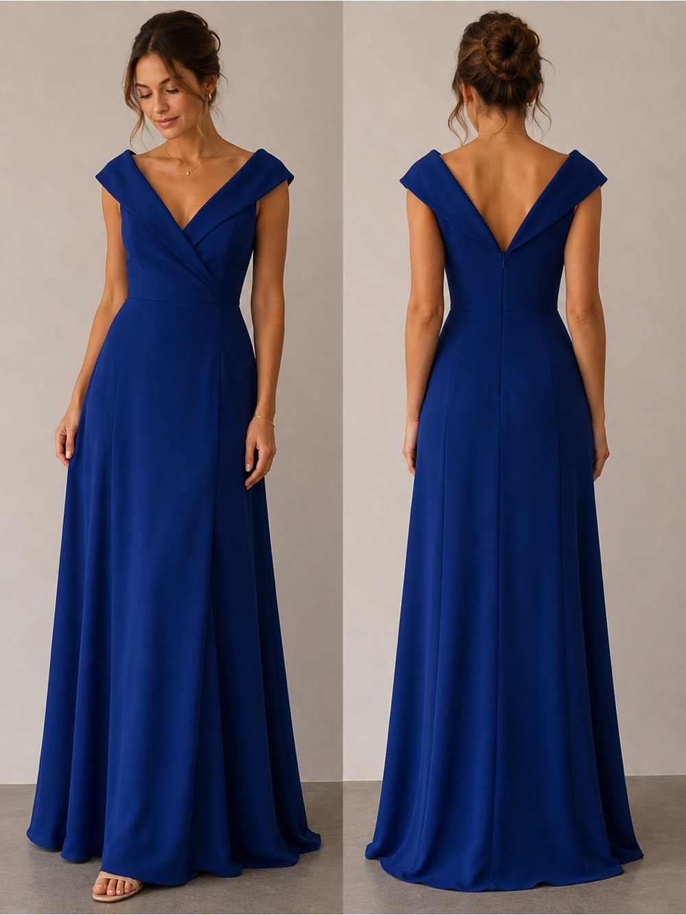 Xscape Cobalt Blue Off-Shoulder Maxi Dress